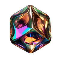 3D Iridescent Abstract Shape Isolated PNG - AI Generative