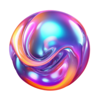 3D Iridescent Abstract Shape Isolated PNG - AI Generative