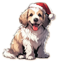 Dog With Christmas Hat Isolated PNG - Generative AI