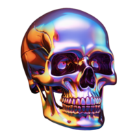 Iridescent 3D Fluid Skull Shape Isolated AI Generative png