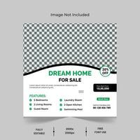 Real Estate post design,Real estate house social media post or square banner template vector