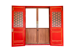 red wooden door of chinese style isolated png