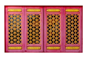 red wooden window of chinese style isolated png