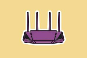 Modem Internet Router Sticker Technology Device vector illustration. Technology object icon concept. Wireless network router device sticker vector design with shadow.