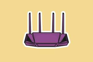 Modem Internet Router Sticker Technology Device vector illustration. Technology object icon concept. Wireless network router device sticker vector design with shadow.