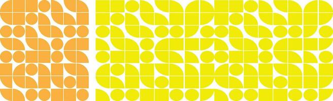 abstract geometric background with circles and squares in yellow, pink and green. Seamless vector pattern with circles and squares in yellow and blue