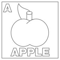 Alphabet coloring book for children. Letter A apple. Vector illustration. Children coloring page with a picture of a horse for animal recognition and the letter A