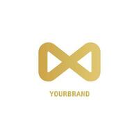 infinity logo minimalist design in gold for company business symbol geometry concept vector