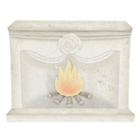 House fireplace with firewood flames png