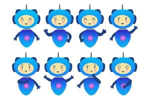 Set of small robots with different emotions. Vector