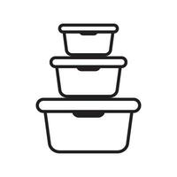 Food container icon. Lunchbox icon. Organising food storage containers. Vector icon isolated on white background.
