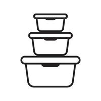 Food container icon. Lunchbox icon. Organising food storage containers. Vector icon isolated on white background.