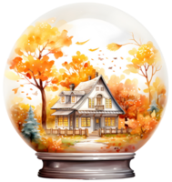 Glass globe in Autumn. AI Generative png