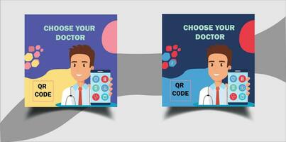 Online Doctor Consultation Social media post design vector template