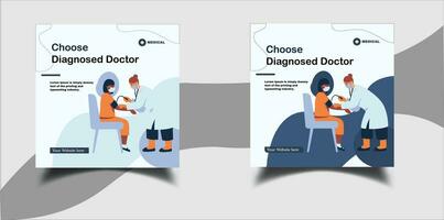 Online Doctor Consultation Social media post design vector template