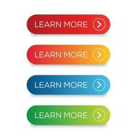 Learn More button set vector. Learn More web button set vector