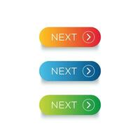 Next web buttons vector set with arrow isolated on white background.