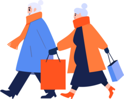 main tiré couple portant hiver Vêtements des promenades sur une chemin rempli avec neige dans plat style png