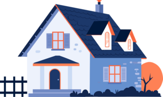 Hand Drawn House building in vintage style in flat style png