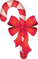 Navidad caramelo con un rojo arco para presenta dibujos animados vector ilustración. Navidad y nuevo año día festivo. saludo tarjeta, fiesta invitación tarjeta, sitio web bandera, social medios de comunicación bandera icono