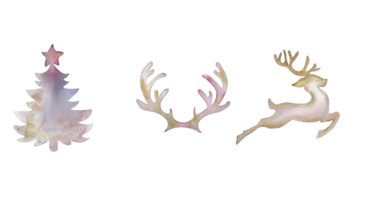 Noël silhouette de cerfs et Nouveau année arbre . png