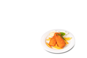 tradicional britânico peixe e salgadinhos com francês fritas e tártaro molho png