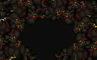 Stylized abstract background of volcano magma glow texture in cracking holes.Destroyed earth surface and flowing lava. vector