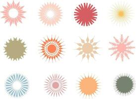 Collection red stars stickers and badges for promotion.Starburst stickers set - a collection of round and oval bright labels and buttons with promotional offers isolated on a white background. vector