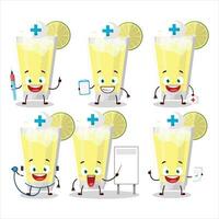 Doctor profession emoticon with lemonade cartoon character vector