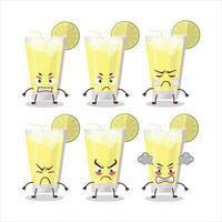 Lemonade cartoon character with various angry expressions vector