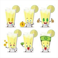 Lemonade cartoon character with cute emoticon bring money vector