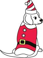 Christmas with cute dog wearing santa hat vector