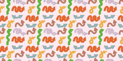 Direction indicators seamless pattern. Naive playful arrow pointers with vector texture in trendy retro style. Y2k aesthetic. Dynamic arrow signs for design