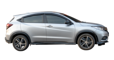 Gray hatchback car isolated with clipping path in png file format