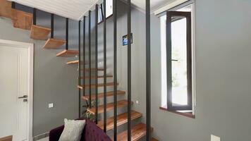 interior of new house, view of the stairs and modern interior photo