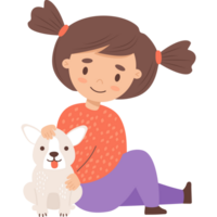 mignonne fille avec chiot png