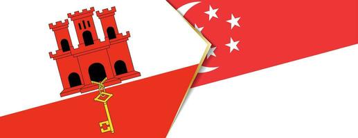 Gibraltar and Singapore flags, two vector flags.