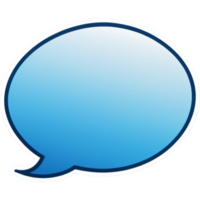 Blue speech bubble in flat icon. AI Generative png