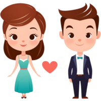 mignonne couple dessin animé personnage. ai génératif png