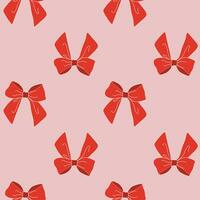 Red ribbons bows on a light Pink background seamless pattern. Pink collection. Template for Cotton Fabric for Sewing, Patchwork, Print Design Tissue, textile Cloth Fabrics. Vector Flat illustration.