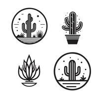 Set of cacti icons sketch hand drawn Vector illustration