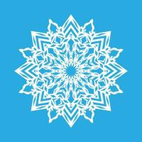 Vector illustration. White snowflake icon on a blue background. Winter