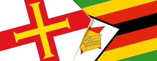 guernsey y Zimbabue banderas, dos vector banderas