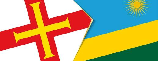 Guernsey and Rwanda flags, two vector flags.