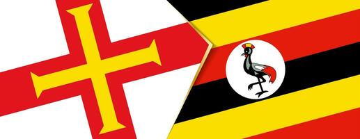 guernsey y Uganda banderas, dos vector banderas