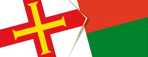 Guernsey and Madagascar flags, two vector flags.