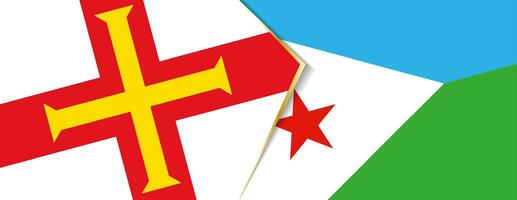 guernsey y djibouti banderas, dos vector banderas