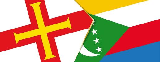 Guernsey and Comoros flags, two vector flags.