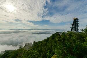 beautiful sea of mist and sunrise, view from Aiyoeweng View Point, Yala Province, photo