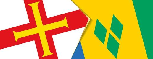 Guernsey and Saint Vincent and the Grenadines flags, two vector flags.